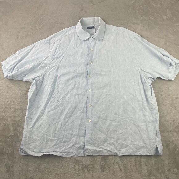 Brooks Brothers Other - Brooks Brothers Shirt Men 4XL Light Blue 100% Linen Short Sleeve Oxford Sport